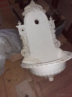 Starožitné  umyvadlo, lopata  k parnímu  stroji  k peci