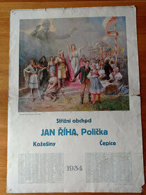 starý nástěnný kalendář z roku 1934 plakát Smetana - 1