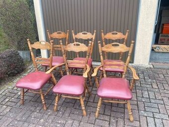 Židle rustikální 6 ks - masivní dřevo