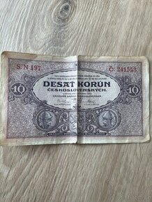 Papírová bankovka 10 Kč r. 1927, S. N 197, z oběhu