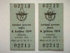 Jízdenky k 1. otevření pražského metra - Metro Praha - 1