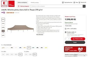 Střecha party stanu 6x3m hnědá