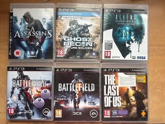 6x PS3 hry - Battlefield, The last of Us