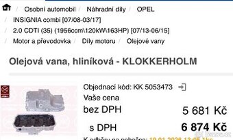 Olejová vana Opel Insignia 2.0 cdti