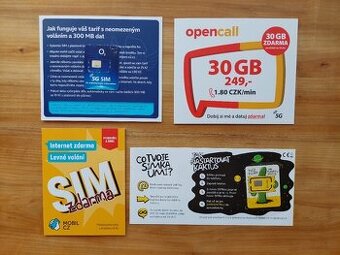 4x nová SIM karta, karty, simkarta, simka, simky operátorů