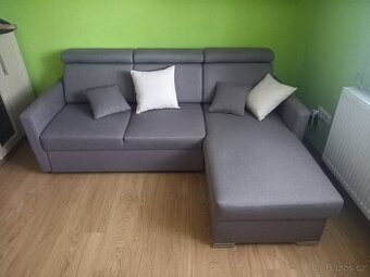 rozkládací rohová sedací souprava, šedé barvy