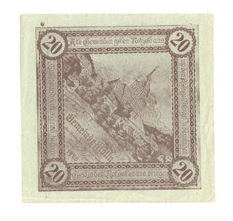Nouzová Bankovka 20 Heller Molln 1920