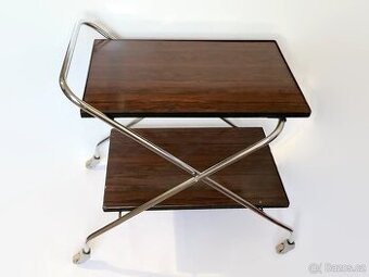 Skládací servírovací stolek na kolečkách, 70. léta