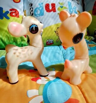 RETRO HRAČKY GUMOVÉ SRNEČKY, SLON, ZAJÍČEK, ŽABKA, MEDVÍDEK