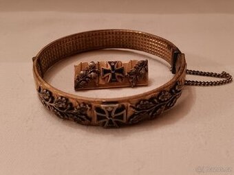 Náramek a brož - 1.světová válka, 1914, železný kříž