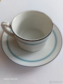 Starý porcelánový kávový hrnek - s podšálkem- kubismus