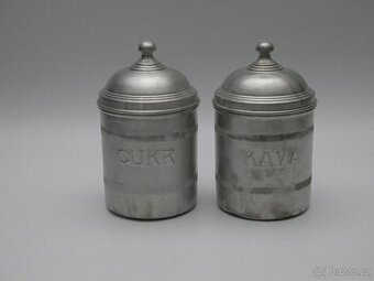 Plechové dózy cukr,káva - 1