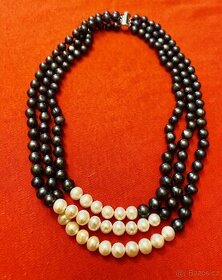 Trojřadý perlový náhrdelník - pravé perly - 1