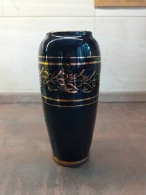 Keramická černá Váza se zlatým dekorem - 1