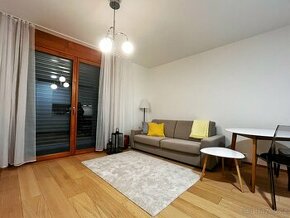 Slunečný a zařízený byt 1kk u Vltavy , 37m2 + terasa 20m2