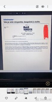 Prodám vstupenky na koncert Iron Maiden