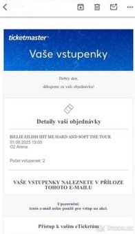 2 Vstupenky na Billie Eilish 1.6. v Praze