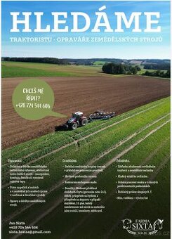 Hledáme traktoristu/opraváře zemědělských strojů vč.bydlení