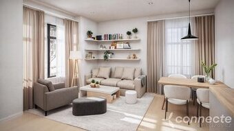 Prodej bytu 2+kk 46,7 m2 s parkovacím stáním a kuchyní, proj