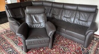 Rohová kožená sedačka s křeslem,5444