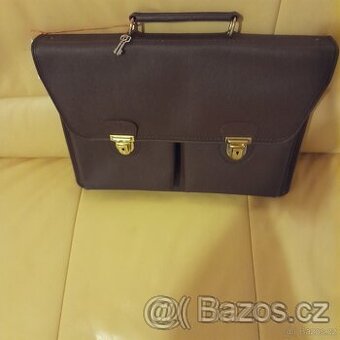 Nova retro aktovka tmave hneda, imitace kuze