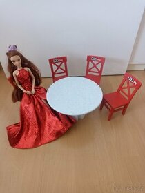 Nábytek pro panenka barbie stůl 4 židle