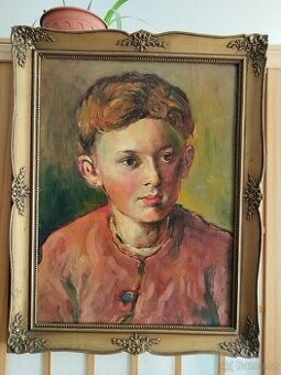 obraz CHLAPEC, PORTRÉT, olej na kartonu, nesign. - 1