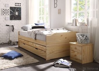 Postel rozkládací multifunkční včetně matrací a roštů