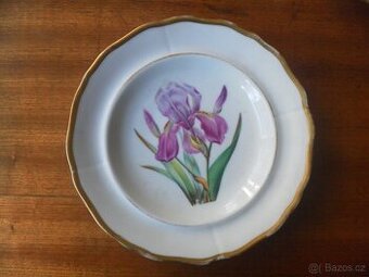 Starožitný, porcelán. talíř ručně mal., zn. Prag.
