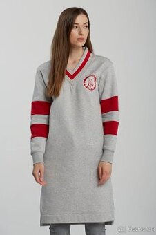 Nové mikinové šaty Gant šedé s červenými detaily