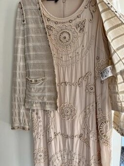 Letní plátěné šaty s bolérkem- Marc Aurel- 36-38