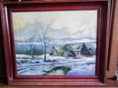 Obraz chalupa statek krajina hory snih Vladimir Raszka