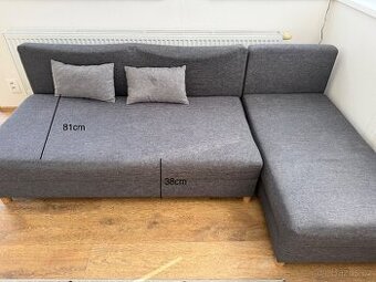 Šedá rohová pohovka – rozkládací