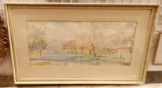 Krajina s rybníkem - akvarel, papír