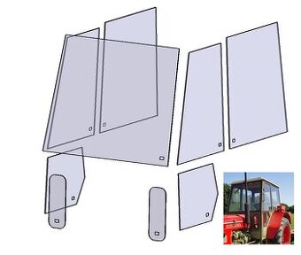 Zetor 3011 skla malé hranaté kabiny SLEVA 15%