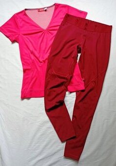 STREČOVÉ TRIČKO-OCK+ADIDAS-TECHFIT-VÍNOVÉ LEGÍNY-L, 38/40