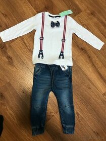 Set kalhoty / rifle a tricko s motylkem