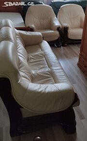 Luxusní dubová celo kožená sedací souprava 3+1+1