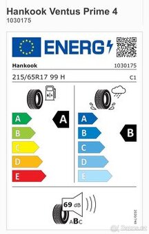 Letní pneu 4 ks Hankook Ventus Prime3 215/65R17 na SUV