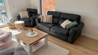 Kožená sedací souprava + křeslo (Kika EDITIONS)