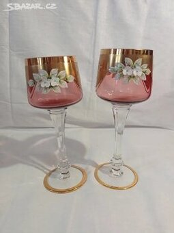 Mísa + dvě skleničky.  České sklo.