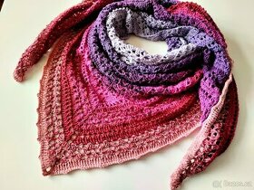 Šátek-pléd háčkovaný "Letní fialka růžová" - 1