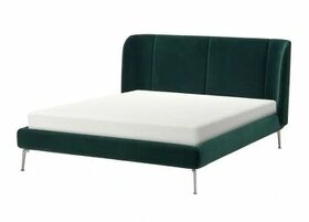 NOVÁ Čalouněná zelená sametová postel Tufjord Ikea 160 x 200
