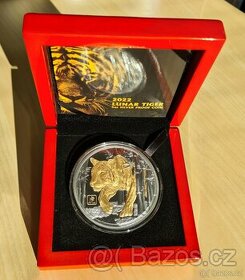 5 Oz stříbrná mince Lunar Tiger 2022 black proof