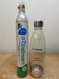Nová nerezová lahev a zcela plná bombička Sodastream 80L