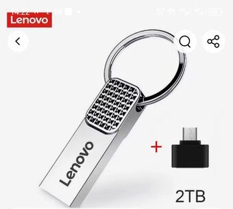 Flash disk LENOVO 2TB, stříbrný + adaptér USB-C, NOVÝ