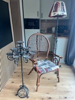 Ratan.křeslo-kov.lampa-kov.svícen - 1