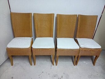 Prodám 4 x krásné vysoké ratanové židle s podsedáky