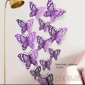 NOVÉ ZBOŽÍ - 3D motýlci - fialové sady