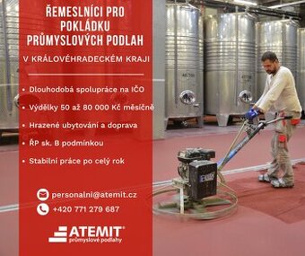 ŘEMESLNÍCI - POKLÁDKA PRŮM. PODLAH V KRÁLOVÉHRADECKÉM KRAJI